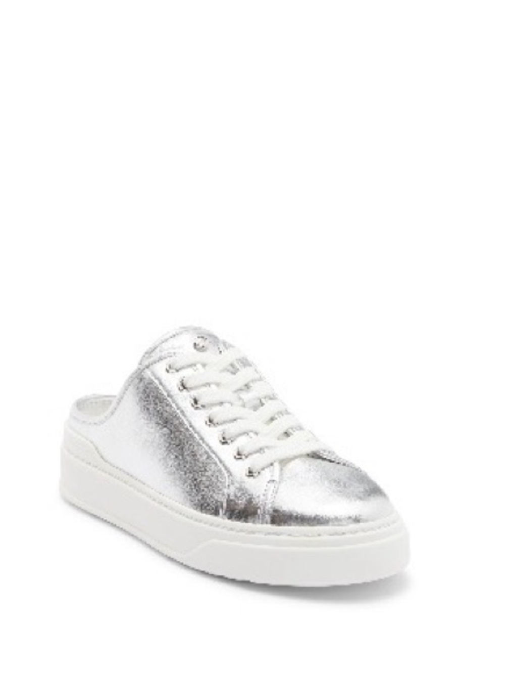 Stuart Weitzman Silver Metallic Lace-Up Mule Sneaker